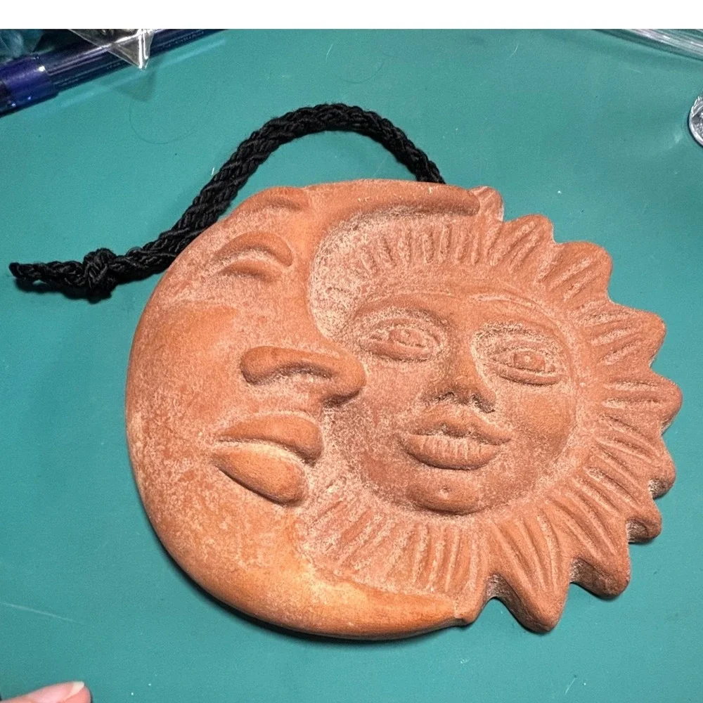 VTG Deruta Italy Terracotta Sun and Moon Celestial‎ Wall Hanging Plaque 1970s